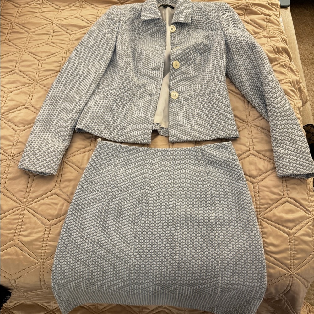 Brooks Brothers Light Blue Textured Skirt Suit